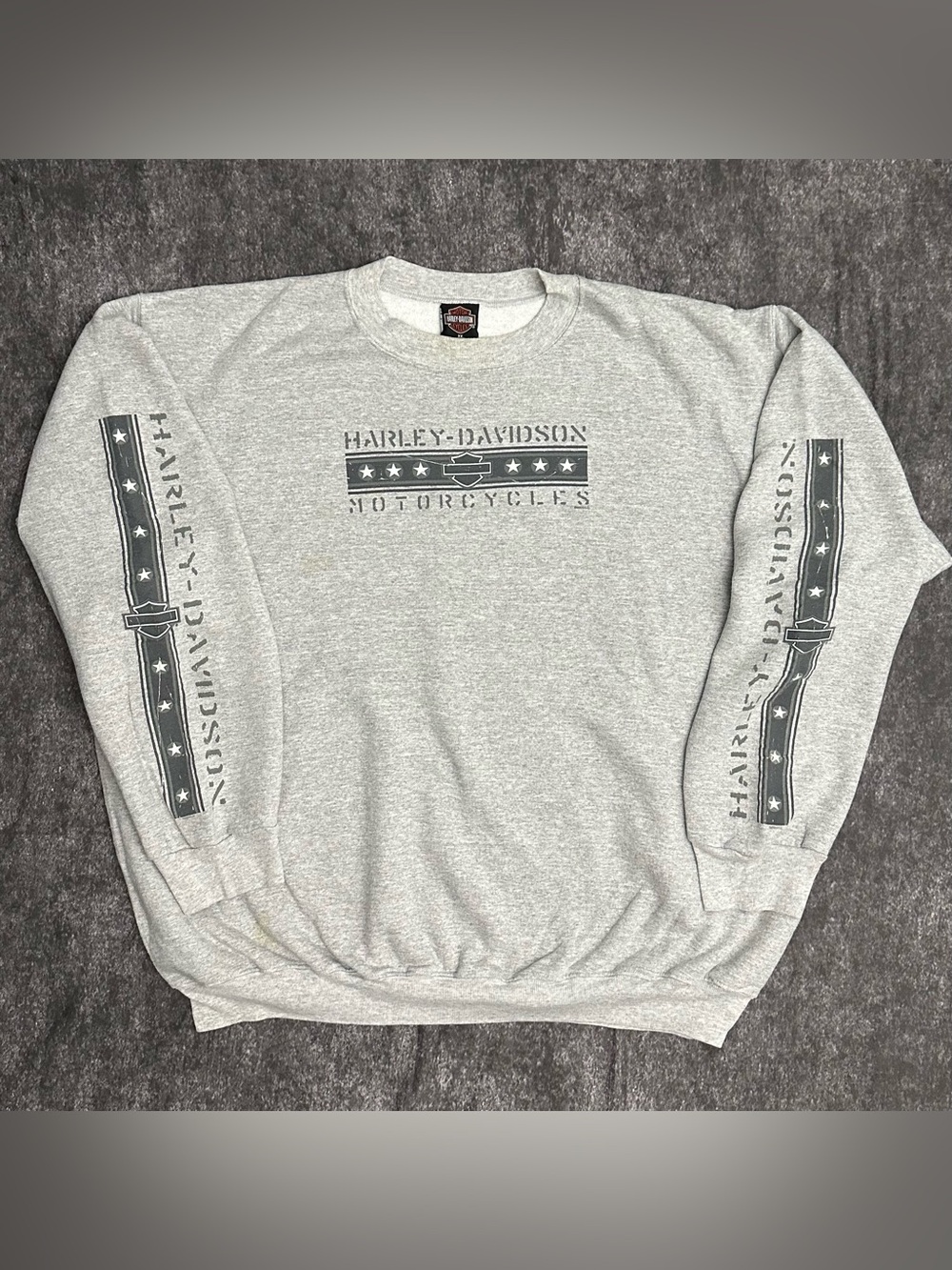 Vintage Y2K Harley Davidson Sweatshirt 3X Holoubek Grey Fort Ann NY Stains